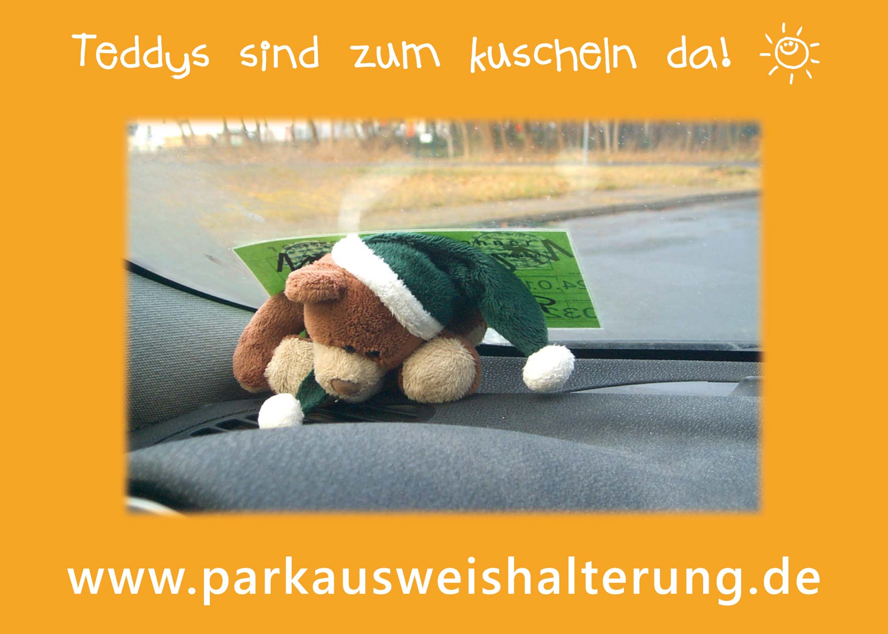 Halterung f&uuml;r Parkausweis mit Anwohnerparkausweis bzw. Bewohnerparkausweis und Werbung