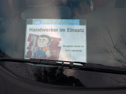 Parkausweis Halter mit Handwerkerparkgenehmigung / Handwerkerparkausweis - Alfa
