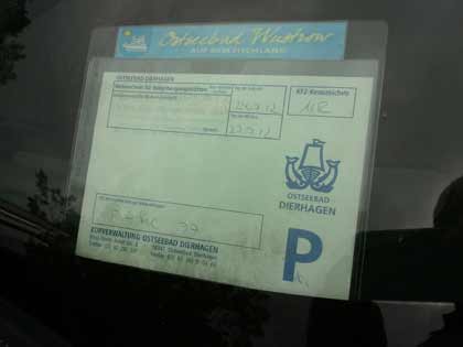 Parkkarte Parkgenehmigung Kurort Zeltplatz